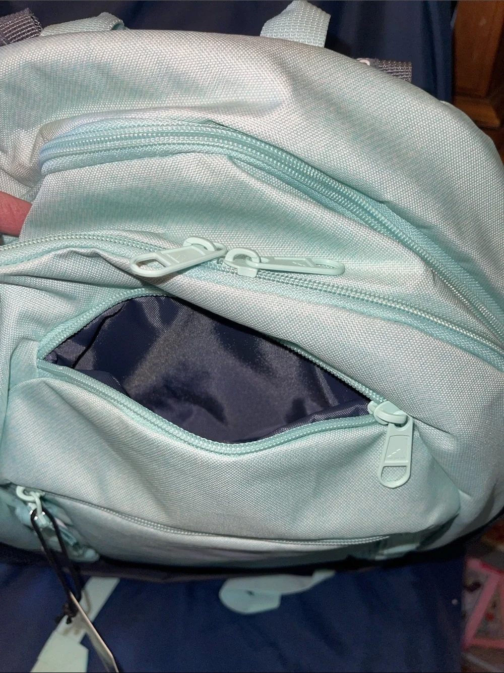 adidas Excelerator Twill Semi Flash Aqua Backpack with Gray Base - Picture 4 of 9